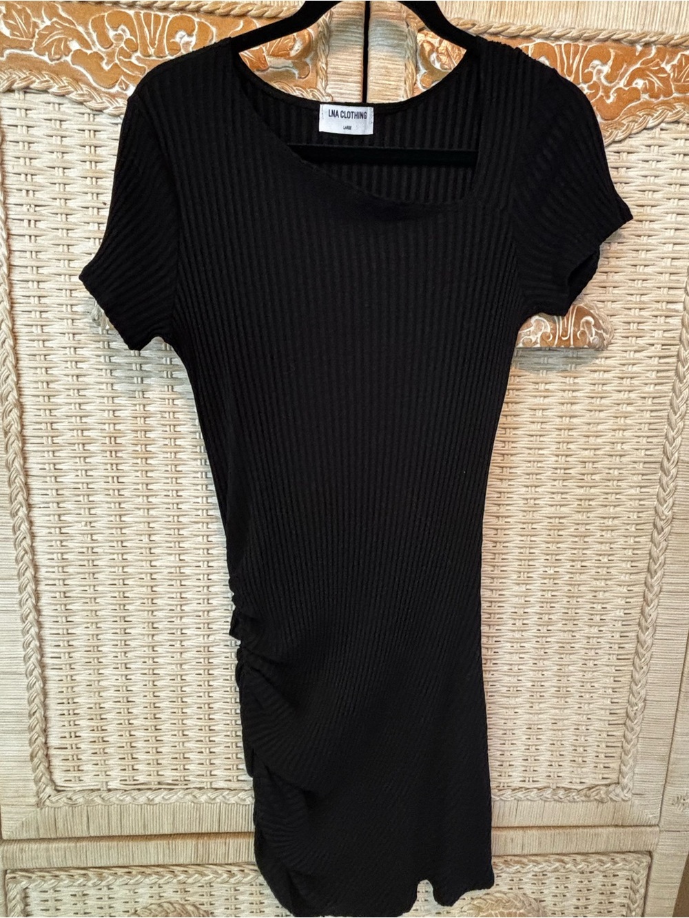 LNA Women's Black Ribbed Bodycon Mini Med